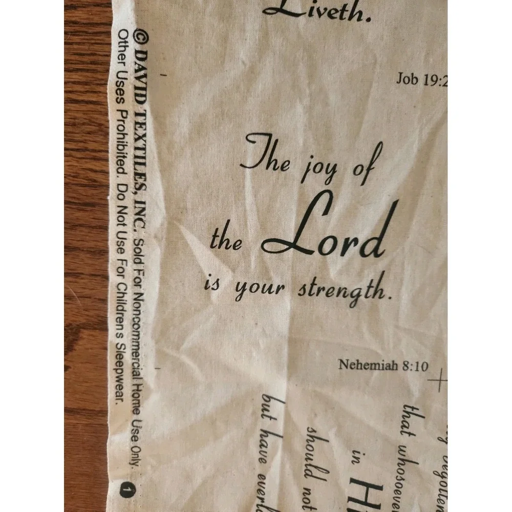 1 yard/Christian Faith SCRIPTURE Fabric 100% Cotton Bible School Black Off-white
